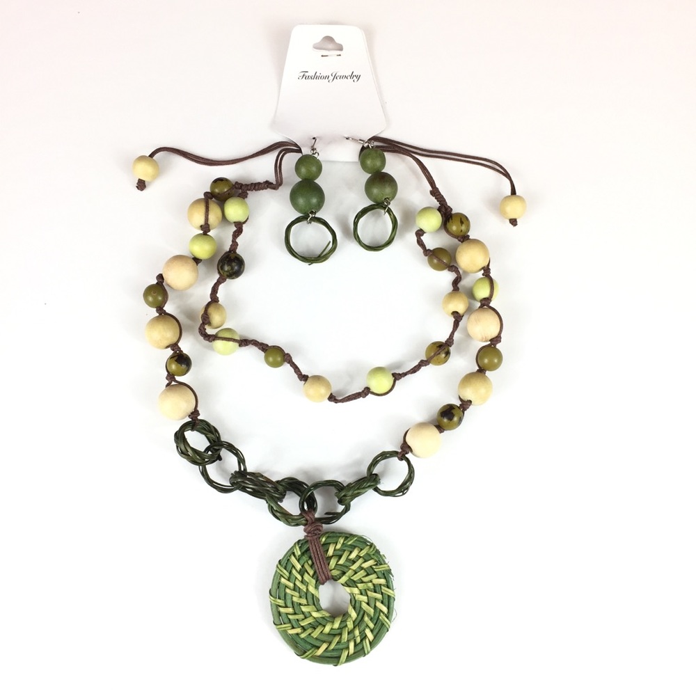 Fashion Jewelry 10”-22” Beaded Necklace w Earnings